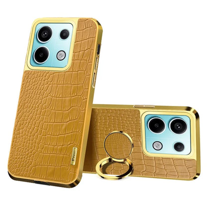For Xiaomi Redmi Note 13 Pro 5G / Poco X6 5G Case Crocodile Texture Leather+TPU Ring Kickstand Phone Cover