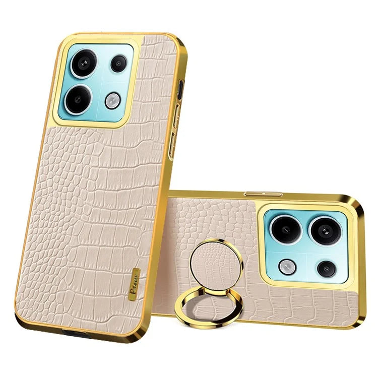 For Xiaomi Redmi Note 13 Pro 5G / Poco X6 5G Case Crocodile Texture Leather+TPU Ring Kickstand Phone Cover
