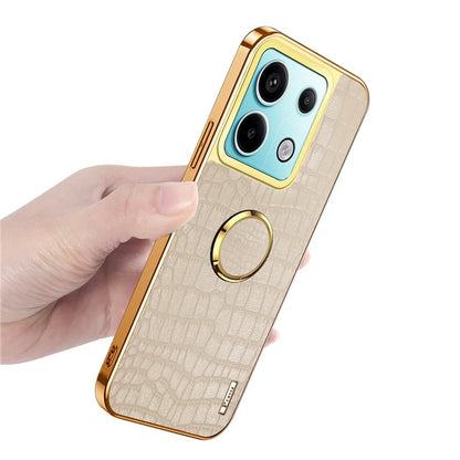 For Xiaomi Redmi Note 13 Pro 5G / Poco X6 5G Case Crocodile Texture Leather+TPU Ring Kickstand Phone Cover