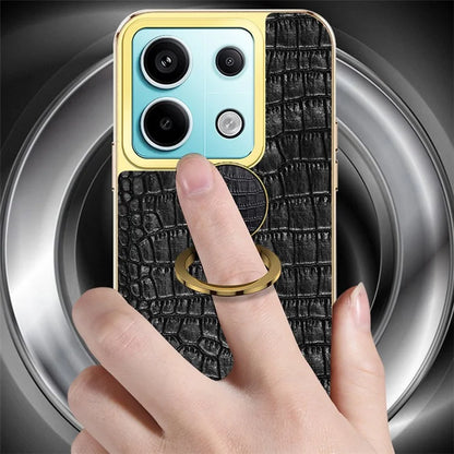 For Xiaomi Redmi Note 13 Pro 5G / Poco X6 5G Case Crocodile Texture Leather+TPU Ring Kickstand Phone Cover