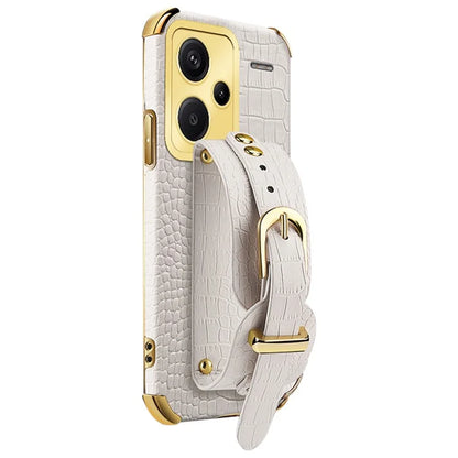 For Xiaomi Redmi Note 13 Pro+ 5G Case Crocodile Texture Wristband Electroplating Phone Cover