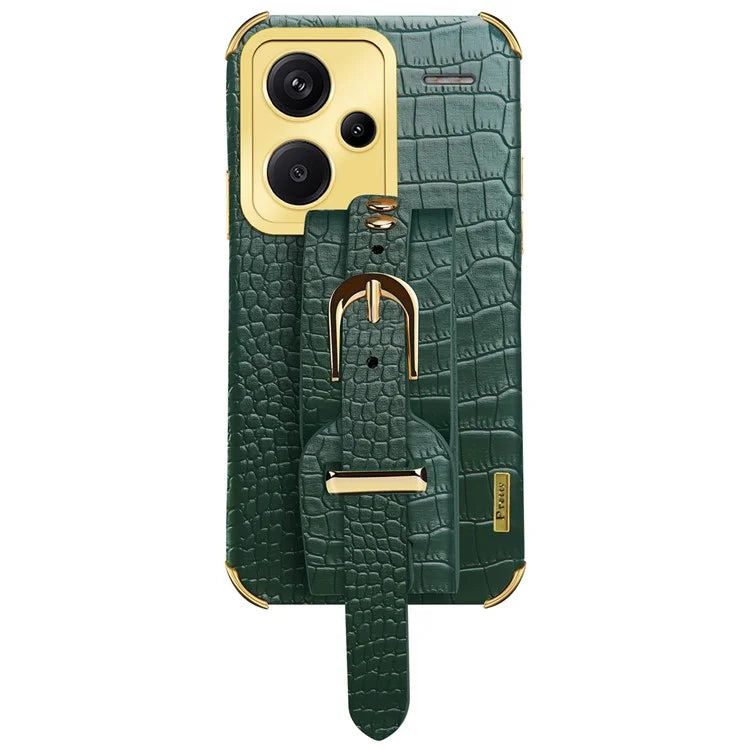 For Xiaomi Redmi Note 13 Pro+ 5G Case Crocodile Texture Wristband Electroplating Phone Cover