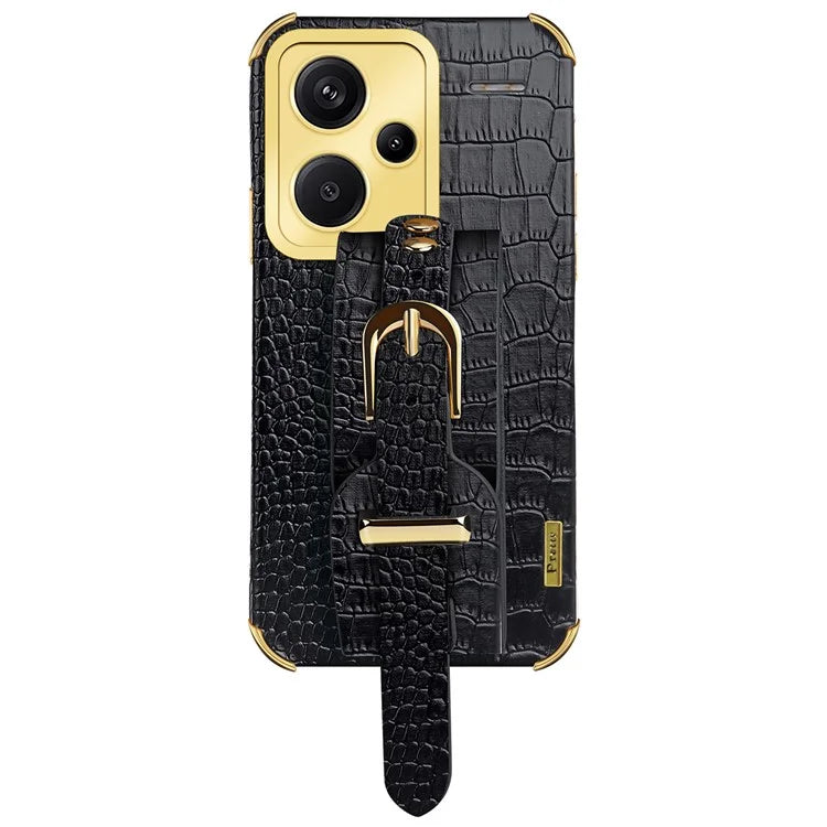 For Xiaomi Redmi Note 13 Pro+ 5G Case Crocodile Texture Wristband Electroplating Phone Cover