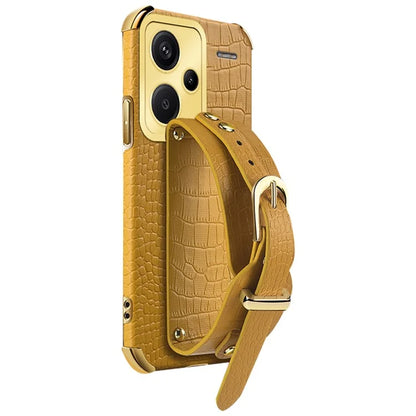 For Xiaomi Redmi Note 13 Pro+ 5G Case Crocodile Texture Wristband Electroplating Phone Cover