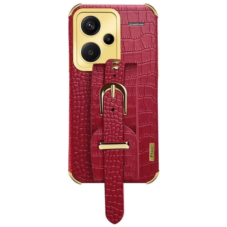 For Xiaomi Redmi Note 13 Pro+ 5G Case Crocodile Texture Wristband Electroplating Phone Cover