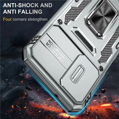 Armor Series For Samsung Galaxy A15 4G Case PC+TPU Anti-Drop Kickstand Phone Cover with Slide Lens Shield
