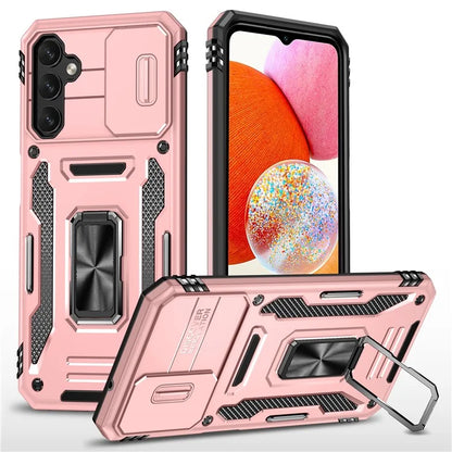 Armor Series For Samsung Galaxy A15 4G Case PC+TPU Anti-Drop Kickstand Phone Cover with Slide Lens Shield