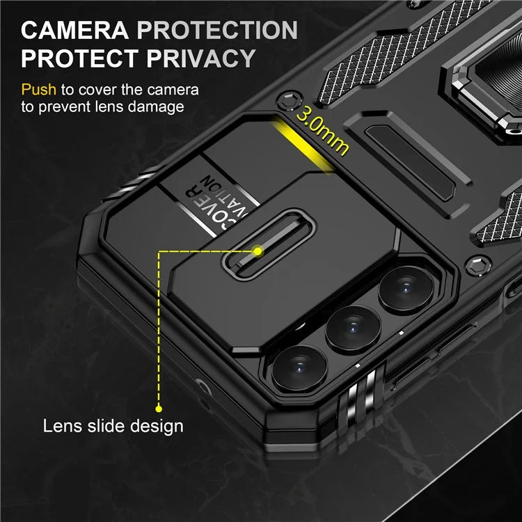 Armor Series For Samsung Galaxy A05s 4G Case Slide Lens Shield PC+TPU Anti-fall Phone Cover