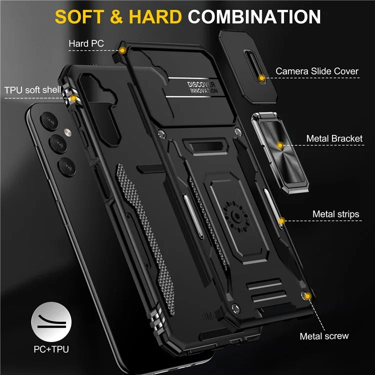 Armor Series For Samsung Galaxy A05s 4G Case Slide Lens Shield PC+TPU Anti-fall Phone Cover