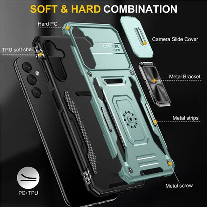 Armor Series For Samsung Galaxy A05s 4G Case Slide Lens Shield PC+TPU Anti-fall Phone Cover