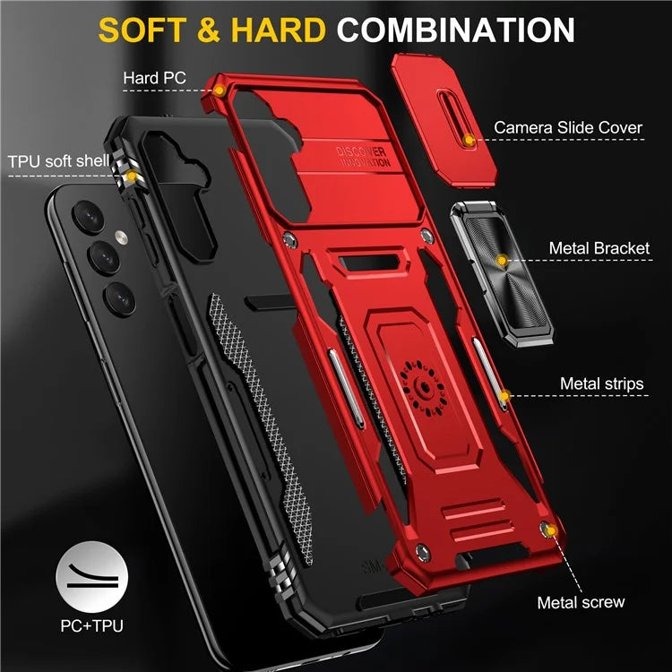 Armor Series For Samsung Galaxy A05s 4G Case Slide Lens Shield PC+TPU Anti-fall Phone Cover