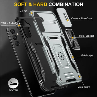 Armor Series For Samsung Galaxy A05s 4G Case Slide Lens Shield PC+TPU Anti-fall Phone Cover