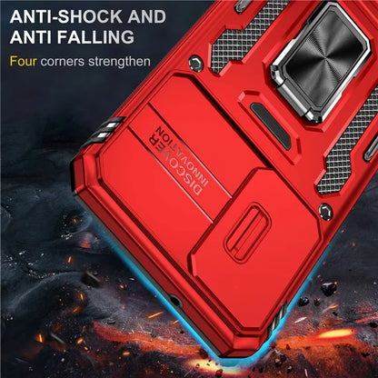 Armor Series For Samsung Galaxy S24 Case PC+TPU Shockproof Kickstand Smart Phone Back Protector with Slide Lens Lid