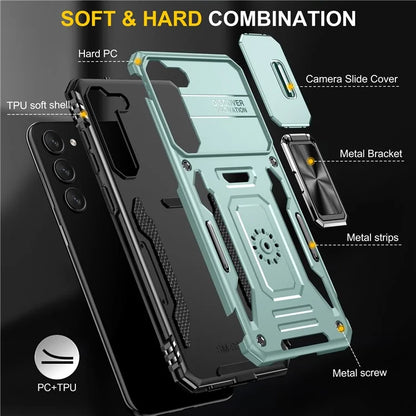 Armor Series For Samsung Galaxy S24+ Case Anti-fall PC+TPU Metal Kickstand Phone Shell Cover