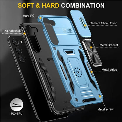 Armor Series For Samsung Galaxy S24+ Case Anti-fall PC+TPU Metal Kickstand Phone Shell Cover