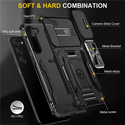 Armor Series For Samsung Galaxy S24+ Case Anti-fall PC+TPU Metal Kickstand Phone Shell Cover