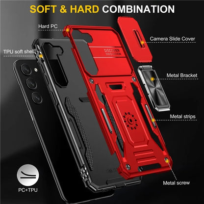 Armor Series For Samsung Galaxy S24+ Case Anti-fall PC+TPU Metal Kickstand Phone Shell Cover