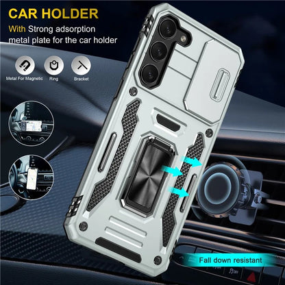 Armor Series For Samsung Galaxy S24+ Case Anti-fall PC+TPU Metal Kickstand Phone Shell Cover