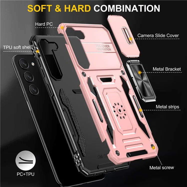 Armor Series For Samsung Galaxy S24+ Case Anti-fall PC+TPU Metal Kickstand Phone Shell Cover