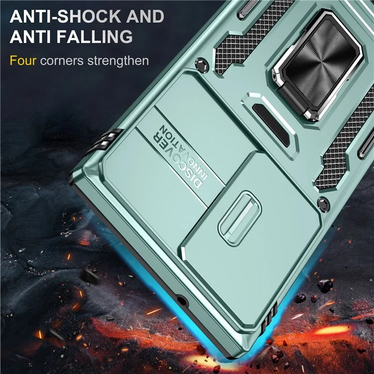 Armor Series For Samsung Galaxy S24 Ultra Case Slide Lens Protection Shockproof PC+TPU Kickstand Phone Cover