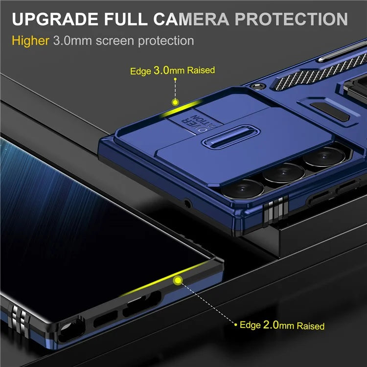 Armor Series For Samsung Galaxy S24 Ultra Case Slide Lens Protection Shockproof PC+TPU Kickstand Phone Cover
