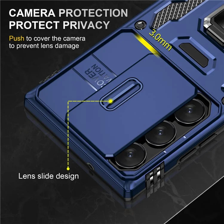 Armor Series For Samsung Galaxy S24 Ultra Case Slide Lens Protection Shockproof PC+TPU Kickstand Phone Cover