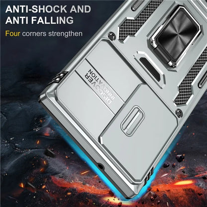 Armor Series For Samsung Galaxy S24 Ultra Case Slide Lens Protection Shockproof PC+TPU Kickstand Phone Cover