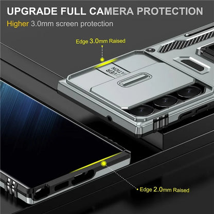 Armor Series For Samsung Galaxy S24 Ultra Case Slide Lens Protection Shockproof PC+TPU Kickstand Phone Cover