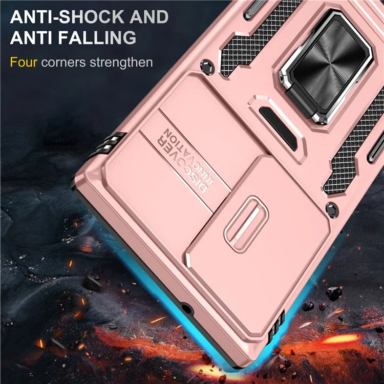 Armor Series For Samsung Galaxy S24 Ultra Case Slide Lens Protection Shockproof PC+TPU Kickstand Phone Cover