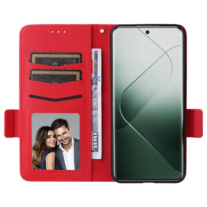 For Xiaomi 14 Pro Wallet Phone Case Magnetic Litchi Texture PU Leather Phone Cover with Strap