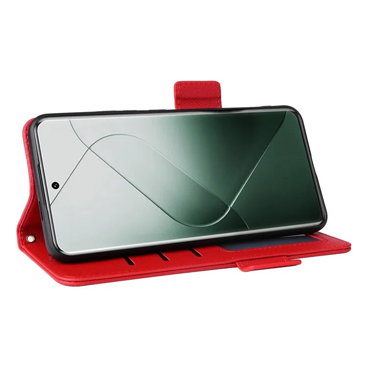 For Xiaomi 14 Pro Wallet Phone Case Magnetic Litchi Texture PU Leather Phone Cover with Strap