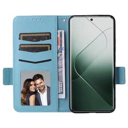 For Xiaomi 14 Pro Wallet Phone Case Magnetic Litchi Texture PU Leather Phone Cover with Strap