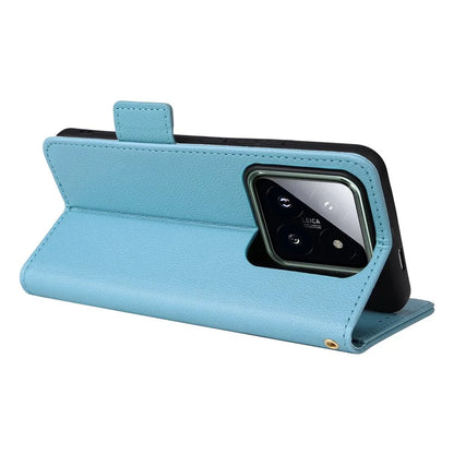 For Xiaomi 14 Pro Wallet Phone Case Magnetic Litchi Texture PU Leather Phone Cover with Strap