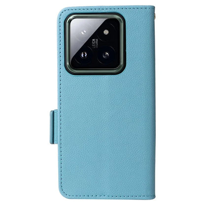 For Xiaomi 14 Pro Wallet Phone Case Magnetic Litchi Texture PU Leather Phone Cover with Strap