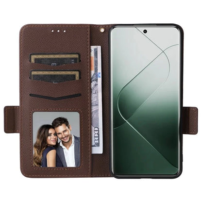 For Xiaomi 14 Pro Wallet Phone Case Magnetic Litchi Texture PU Leather Phone Cover with Strap