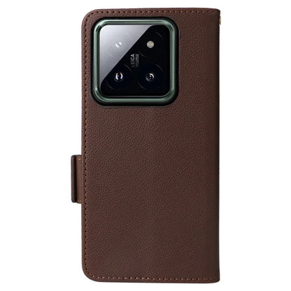 For Xiaomi 14 Pro Wallet Phone Case Magnetic Litchi Texture PU Leather Phone Cover with Strap