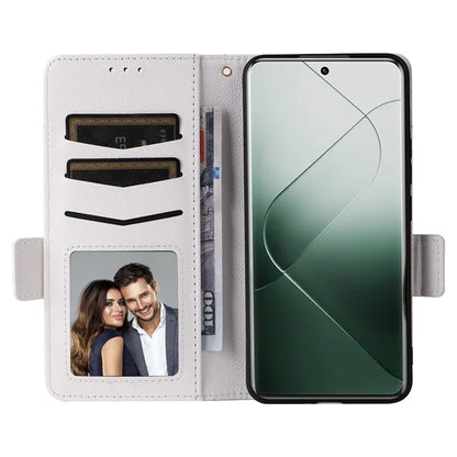 For Xiaomi 14 Pro Wallet Phone Case Magnetic Litchi Texture PU Leather Phone Cover with Strap