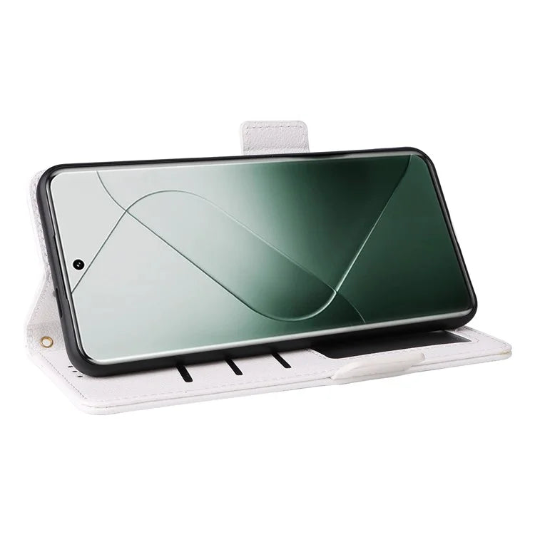 For Xiaomi 14 Pro Wallet Phone Case Magnetic Litchi Texture PU Leather Phone Cover with Strap