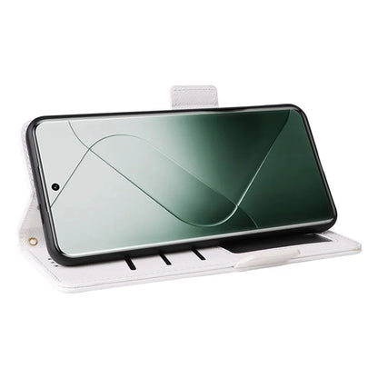 For Xiaomi 14 Pro Wallet Phone Case Magnetic Litchi Texture PU Leather Phone Cover with Strap