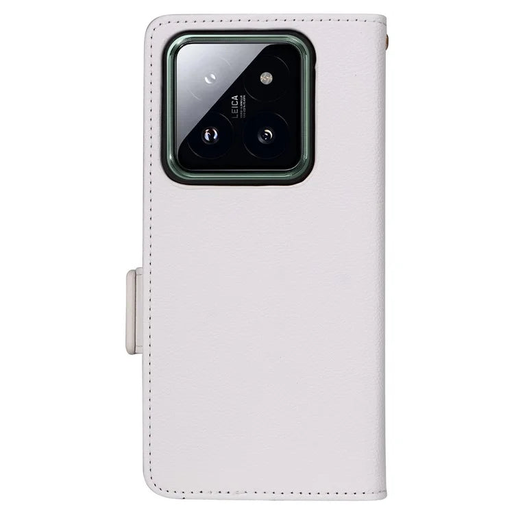 For Xiaomi 14 Pro Wallet Phone Case Magnetic Litchi Texture PU Leather Phone Cover with Strap