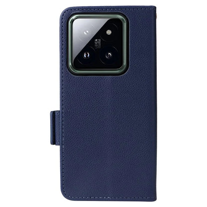 For Xiaomi 14 Pro Wallet Phone Case Magnetic Litchi Texture PU Leather Phone Cover with Strap