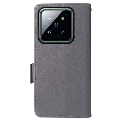 For Xiaomi 14 Pro Wallet Phone Case Magnetic Litchi Texture PU Leather Phone Cover with Strap