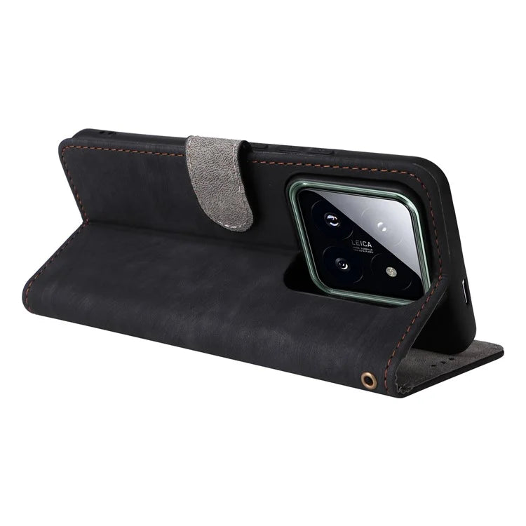 For Xiaomi 14 Pro PU Leather Smartphone Case RFID Blocking Phone Cover with Strap