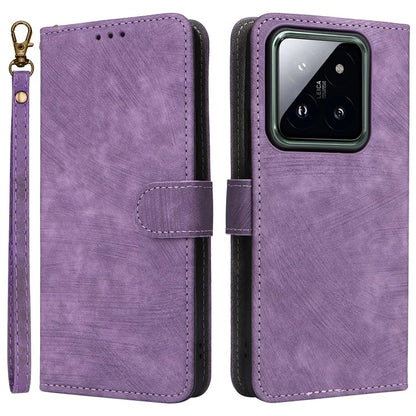For Xiaomi 14 Pro PU Leather Smartphone Case RFID Blocking Phone Cover with Strap