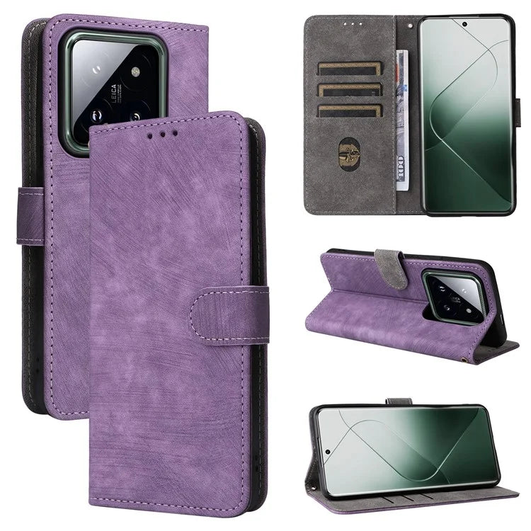 For Xiaomi 14 Pro PU Leather Smartphone Case RFID Blocking Phone Cover with Strap