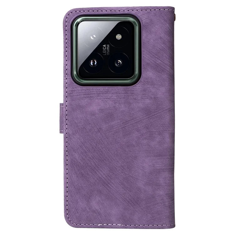 For Xiaomi 14 Pro PU Leather Smartphone Case RFID Blocking Phone Cover with Strap