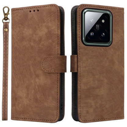 For Xiaomi 14 Pro PU Leather Smartphone Case RFID Blocking Phone Cover with Strap