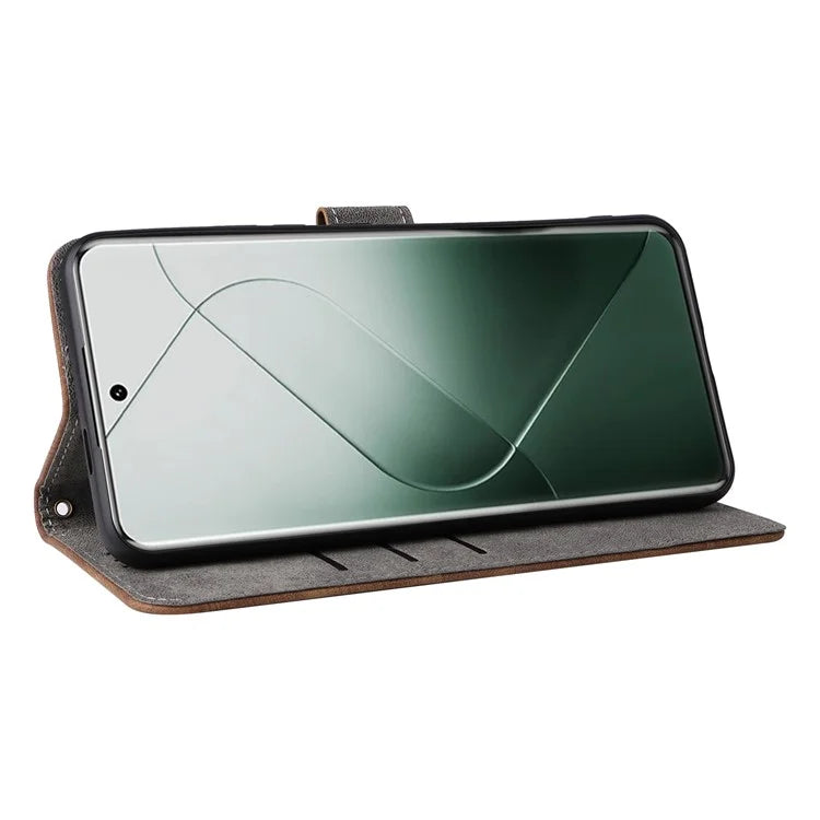 For Xiaomi 14 Pro PU Leather Smartphone Case RFID Blocking Phone Cover with Strap
