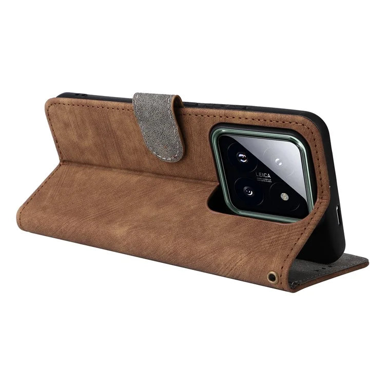 For Xiaomi 14 Pro PU Leather Smartphone Case RFID Blocking Phone Cover with Strap