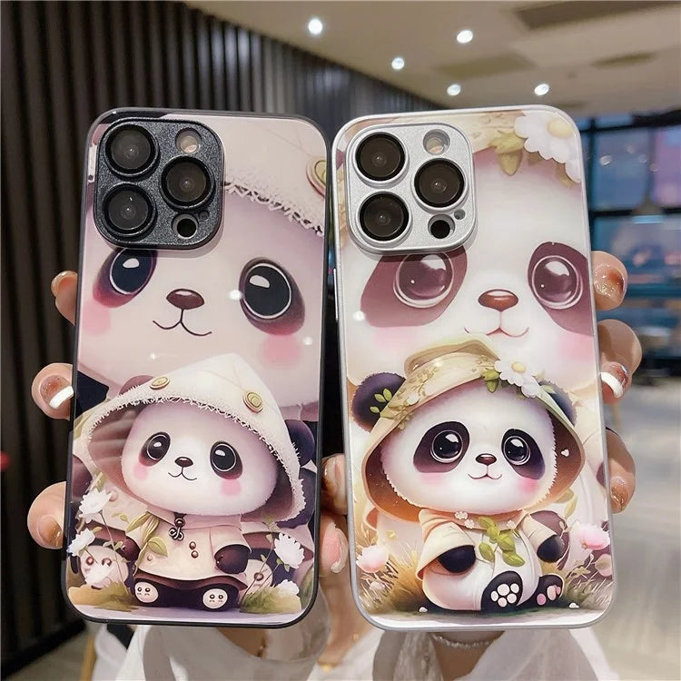 For iPhone 14 Pro Max Case Panda Pattern Phone Cover with Lens Protector